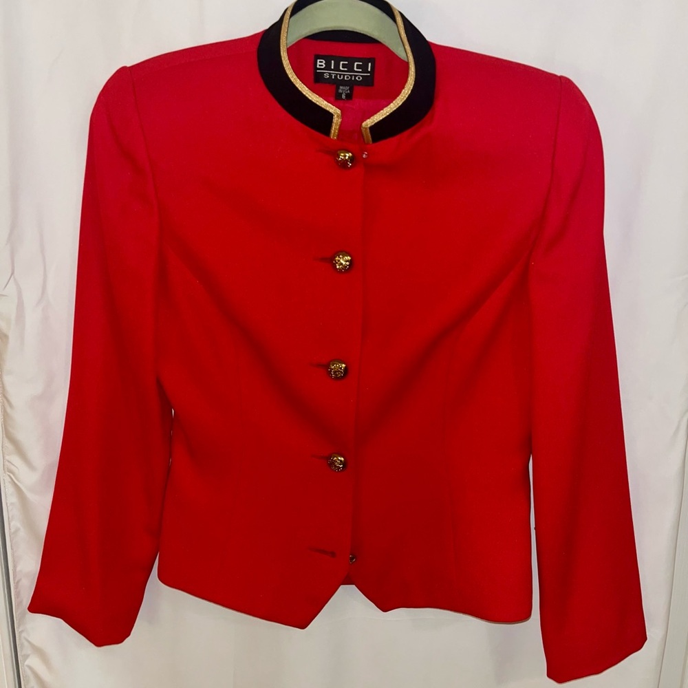 Vintage Bicci Red Blazer with Black Trim